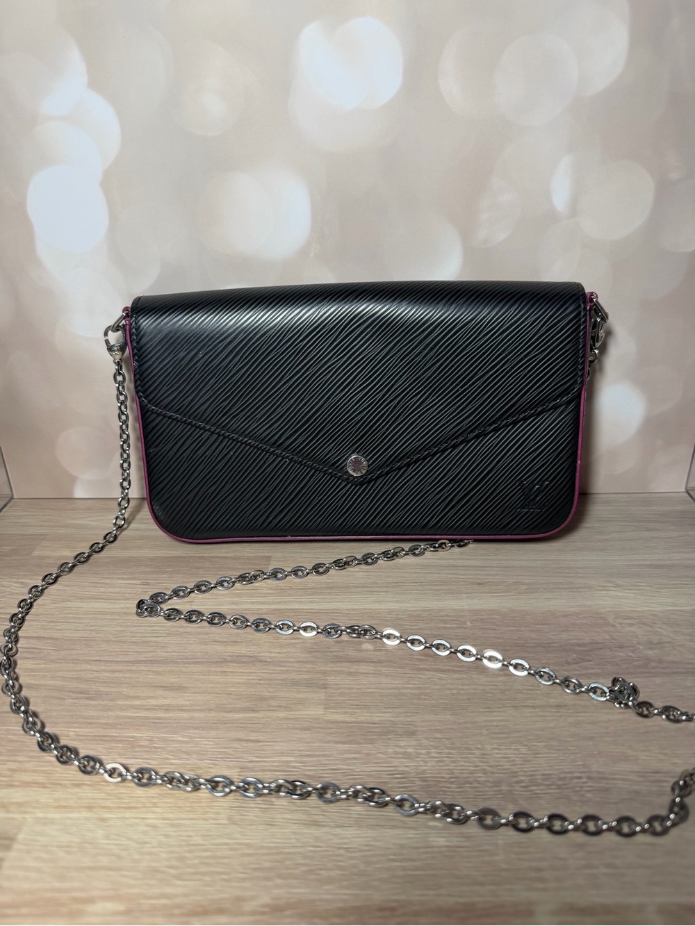 Louis Vuitton Black Epi Leather Crossbody with Pink Edge